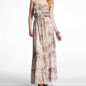 Express Printed Chiffon Ruffle Maxi Dress